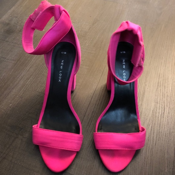 hot pink block sandals